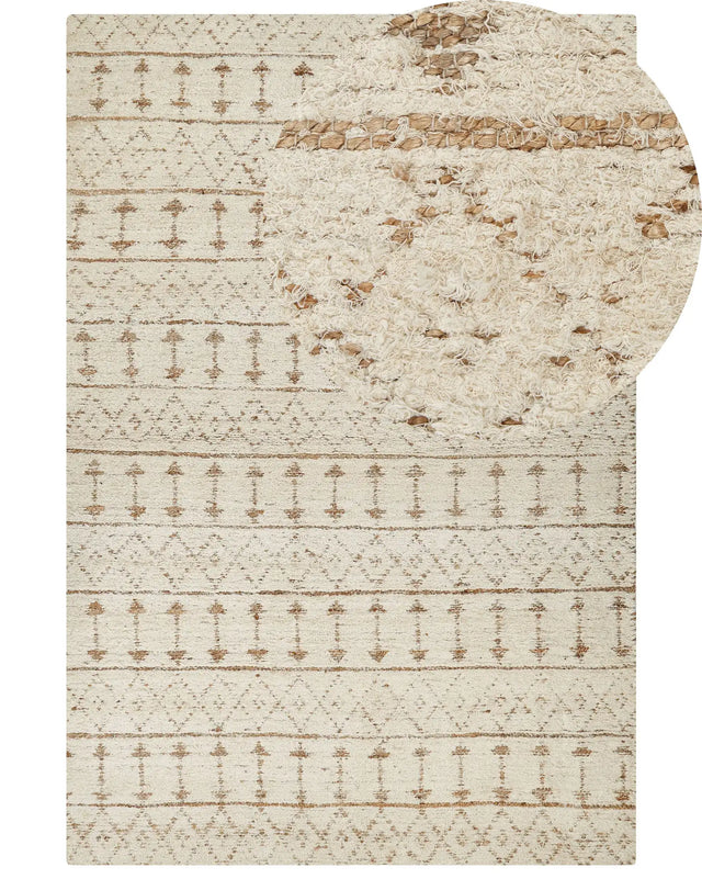 Modern Area Rug Beige 200 x 300 cm Rectangular Handwoven Reversible Low Pile Modern Living Room Bedroom Beliani