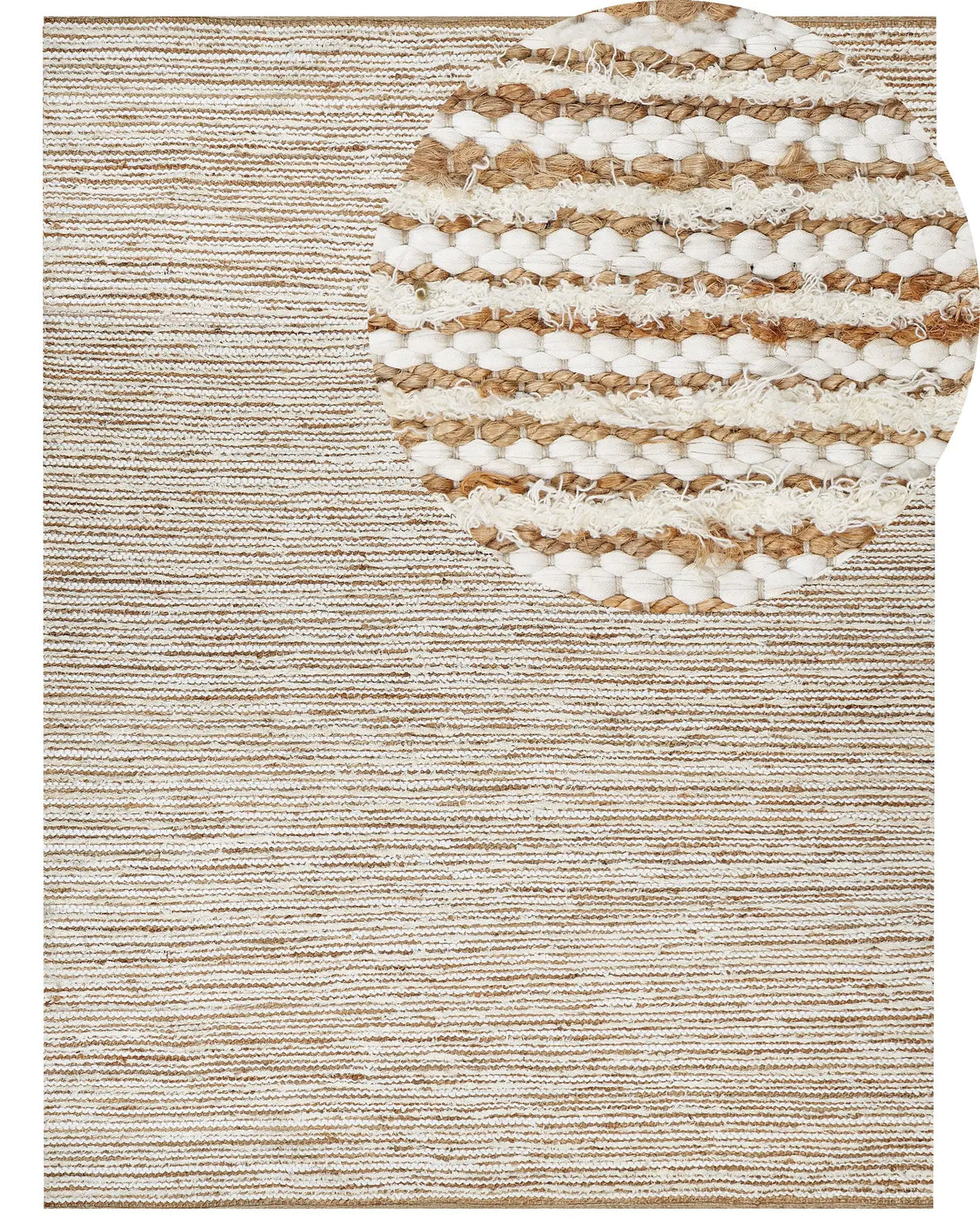 Modern Area Rug Beige and White 300 x 400 cm Rectangular Handwoven Reversible Low Pile Modern Living Room Bedroom Beliani