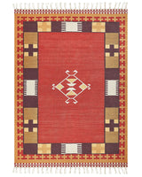 Kilim Area Rug Multicolour Cotton 200 x 300 cm Handwoven Reversible Flat Weave Geometric Pattern with Tassels Traditional Boho Living Room Bedroom Beliani