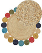 Area Rug Natural Jute Multicolour Round Country Living Room  140 cm Beliani