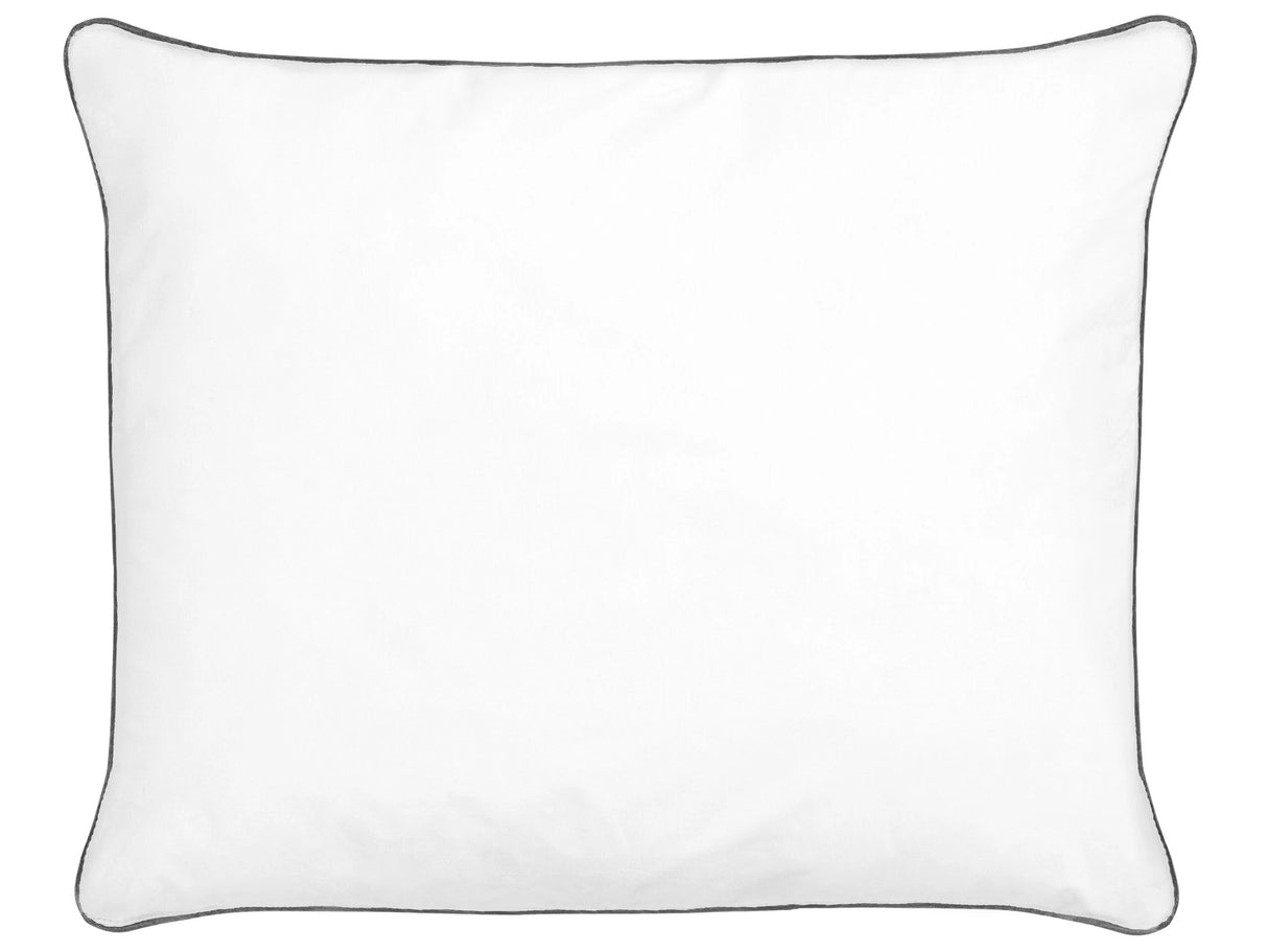 Bed Pillow White Japara Cotton 50 x 60 cm Polyester Filling High Profile Satin Piping Soft Beliani
