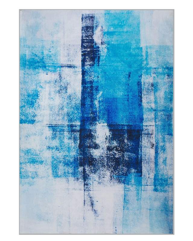 Rug Blue Multicolour 140 x 200 cm 3D Print Low Pile Modern Beliani