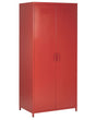 Home Office Storage Cabinet Red Steel 2 Doors 4 Shelves Industrial Design Beliani