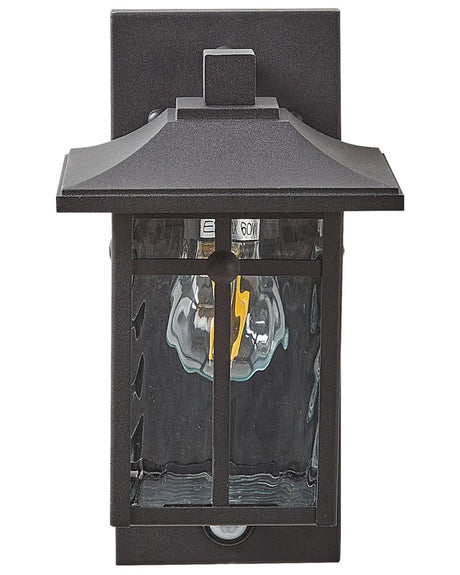 Outdoor Wall Light Lamp Black Iron Glass 30 cm with Motion Sensor External Retro Design Beliani