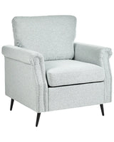 Armchair Light Grey Fabric Upholstery Black Metal Legs Rolled Arms Removable Cushions Retro Style Living Room Beliani