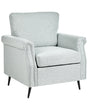 Armchair Light Grey Fabric Upholstery Black Metal Legs Rolled Arms Removable Cushions Retro Style Living Room Beliani