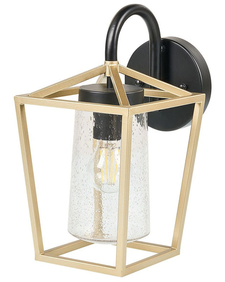 Outdoor Wall Light Lamp Gold Sconce Metal Iron Glass Matte Modern Design Patio Garden Beliani