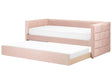 Trundle Bed Frame Pink Velvet EU Velvet Single Size 3ft Slatted Frame Tufted Glam Beliani