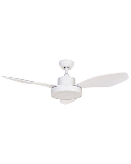 Ceiling Fan with Light Ventilator White Synthetic Material Remote Control 6 Speed Options 3 Light Temperature Traditional Living Room Bedroom Beliani