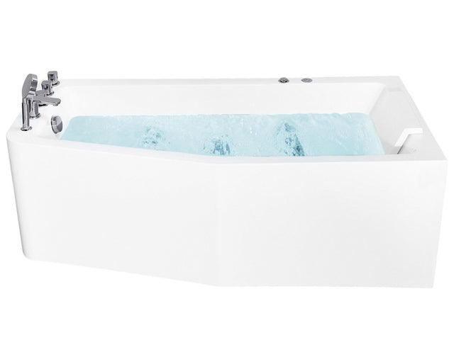 Bathtub White Acrylic with Massage Function Whirlpool 1700 x 800 mm Left Hand with Headrest Classic Design Beliani