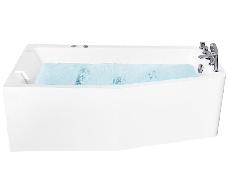 Bathtub Right Acrylic with Massage Function Whirlpool 1700 x 800 mm Left Hand with Headrest Classic Design Beliani