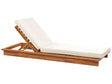 Garden Sun Lounger Light Wood Acacia with Cushions Low Frame Reclining Backrest Beliani