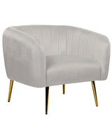 Armchair  Light Grey Velvet Golden Metal Frame Round Back Glam Style Beliani