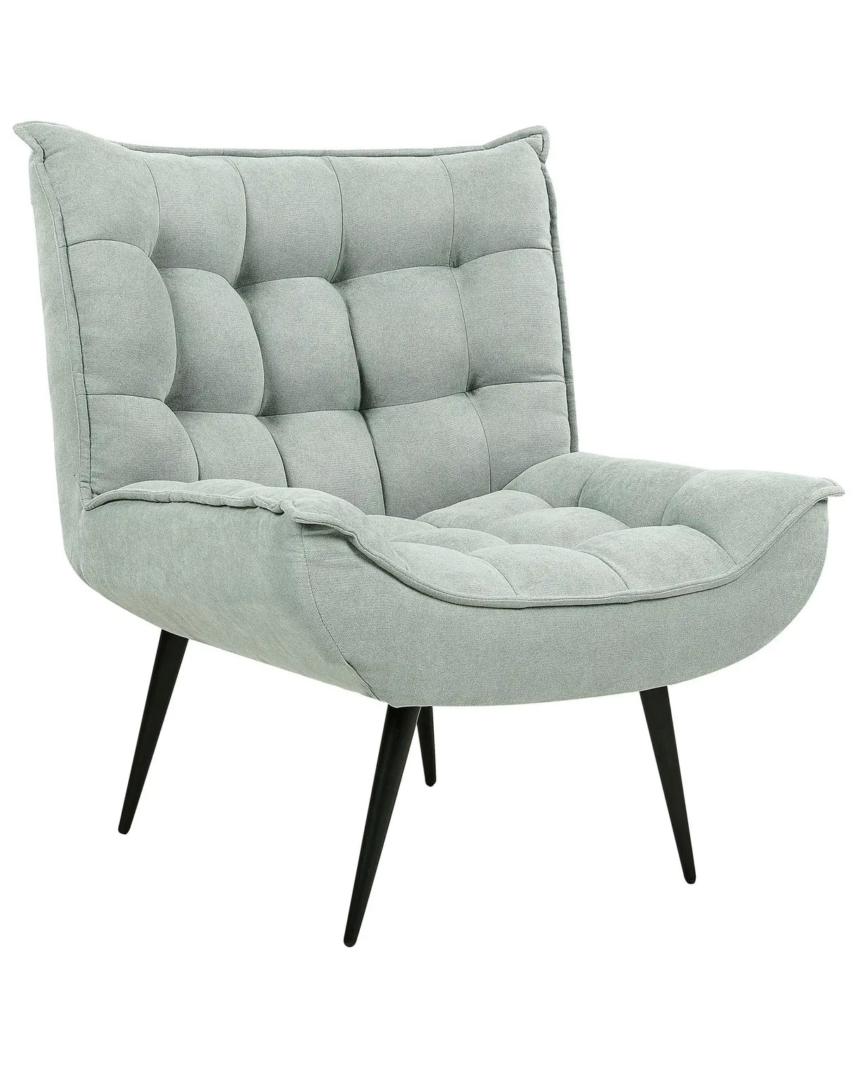 Armchair Mint Green Armless Accent Leisure Chair Armless Tufting Metal Iron Black Legs Living Room Bedroom Modern Beliani