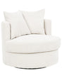 Armchair Light Beige Polyester Swivel Iron Base Two Cushions Removable Covers Round Back Modern Glam Style Living Room Beliani