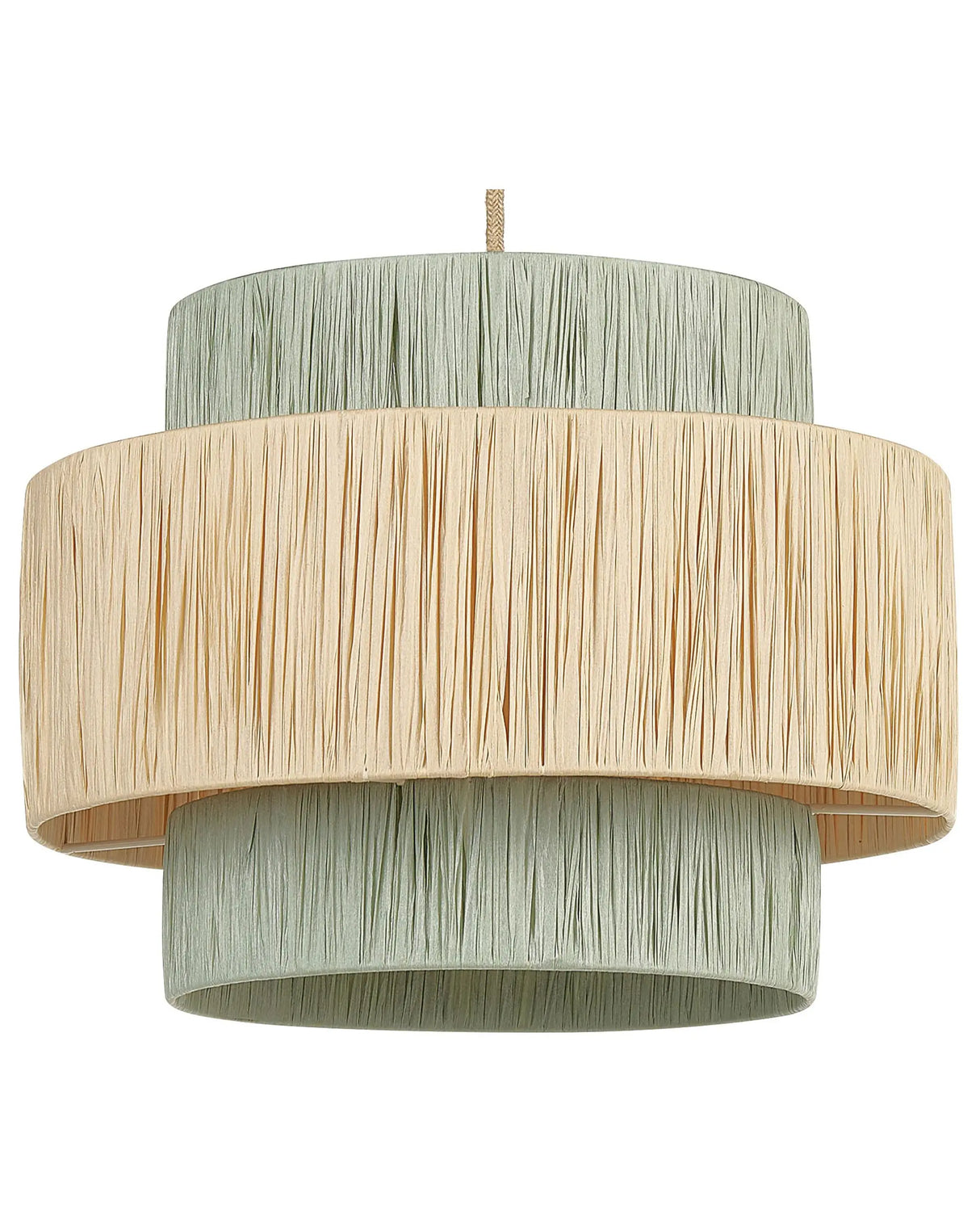 Pendant Lamp Natural and Green Paper Textured Shade Japandi Natural Style Jute Cord  Beliani
