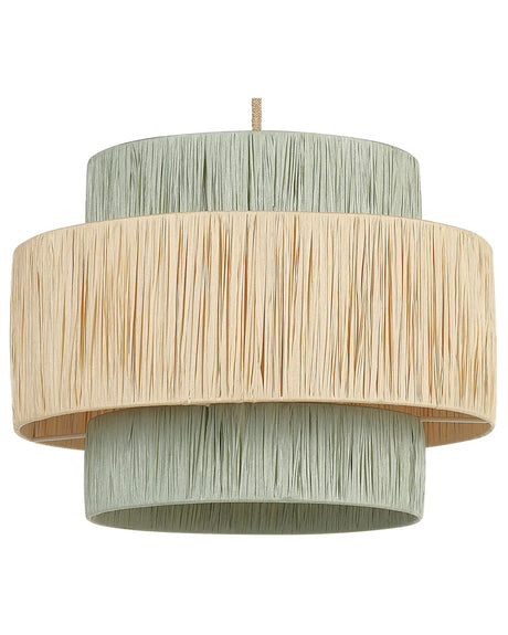Pendant Lamp Natural and Green Paper Textured Shade Japandi Natural Style Jute Cord  Beliani