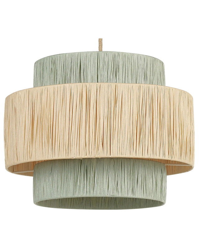 Pendant Lamp Natural and Green Paper Textured Shade Japandi Natural Style Jute Cord  Beliani