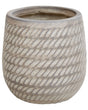 Plant Pot Beige Taupe Fibre Clay  19 cm Round Outdoor Flower Pot Embossed Pattern Beliani