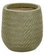 Plant Pot Green Fibre Clay  19 cm Round Outdoor Flower Pot Embossed Pattern Beliani