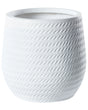 Plant Pot Off-White Fibre Clay  27 cm Round Outdoor Flower Pot Embossed Pattern Beliani