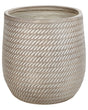 Plant Pot Beige Taupe Fibre Clay  39 cm Round Outdoor Flower Pot Embossed Pattern Beliani