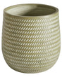 Plant Pot Green Fibre Clay  39 cm Round Outdoor Flower Pot Embossed Pattern Beliani