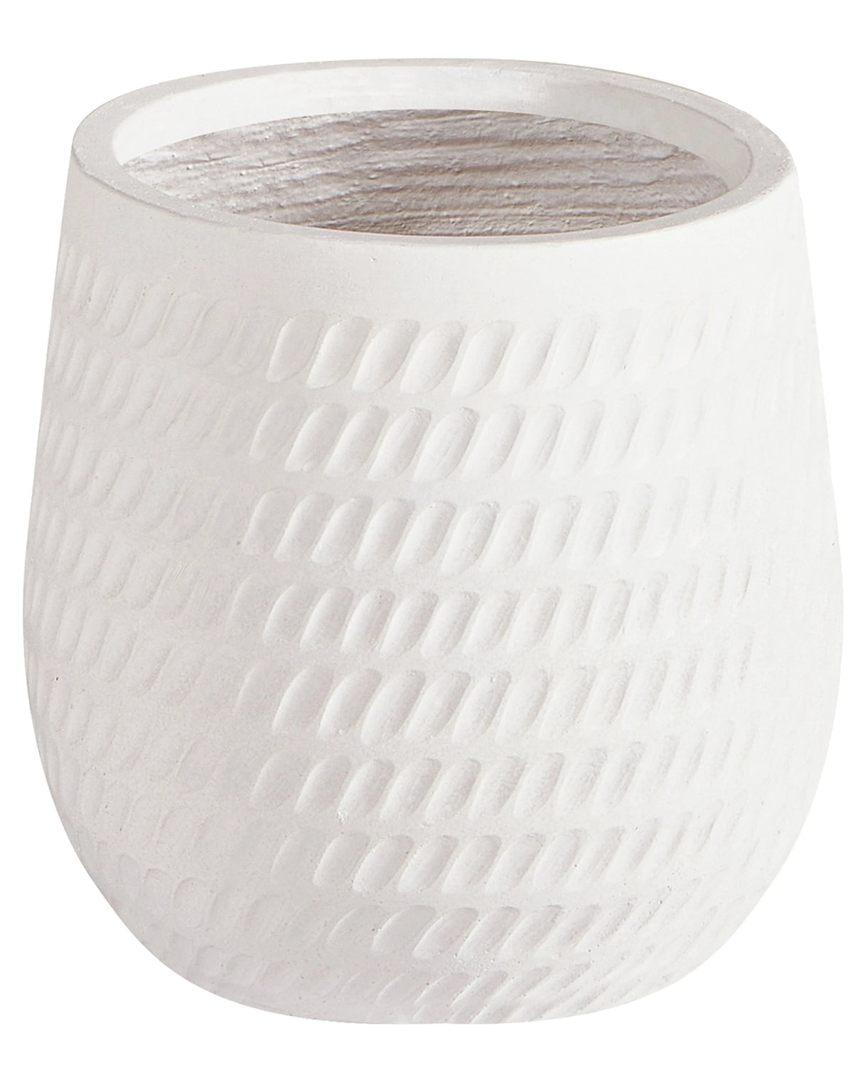 Hanging Plant Pot Off-White Fibre Clay  20 cm Round Jute String Flower Pot Embossed Pattern Beliani