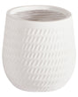Hanging Plant Pot Off-White Fibre Clay  20 cm Round Jute String Flower Pot Embossed Pattern Beliani