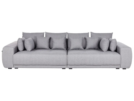 Sofa with 8 Pillows Grey Fabric Upholstery 4 Seater Pillow Back Modern Traditional Living Room Beliani
