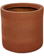 Plant Pot Golden Brown Fibre Clay ⌀ 24 cm Round Outdoor Flower Pot Embossed Pattern Beliani