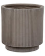 Flower Planter Taupe Fibre Clay Garden Plant Pot 30 x 30 x 30 cm Drainage Hole Vertical Rib Finish Outdoor Patio Garden Beliani