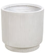 Flower Planter White Fibre Clay Garden Plant Pot 37 x 37 x 37 cm Drainage Hole Vertical Rib Finish Outdoor Patio Garden Beliani