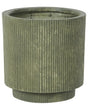 Flower Planter Green Fibre Clay Garden Plant Pot 37 x 37 x 37 cm Drainage Hole Vertical Rib Finish Outdoor Patio Garden Beliani
