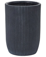 Flower Planter Golden Brown Fibre Clay Garden Plant Pot 25 x 25 x 38 cm Drainage Hole Vertical Rib Finish Outdoor Patio Garden Beliani