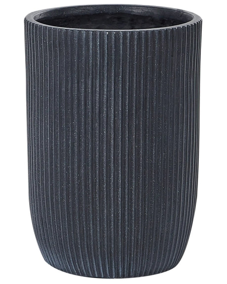 Flower Planter Golden Brown Fibre Clay Garden Plant Pot 25 x 25 x 38 cm Drainage Hole Vertical Rib Finish Outdoor Patio Garden Beliani
