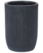 Flower Planter Golden Brown Fibre Clay Garden Plant Pot 25 x 25 x 38 cm Drainage Hole Vertical Rib Finish Outdoor Patio Garden Beliani