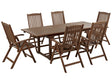 Garden Dining Set Dark Solid Acacia Wood Extending Table 6 Chairs Adjustable Backrest Folding Rustic Style Beliani