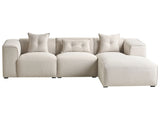 Left Hand Corner Sofa Light Beige 3 Seater Polyester Upholstery Extra Scatter Cushions Modern Living Room Beliani