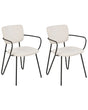 Set of 2 Dining Chairs Off-White Polyester Structural Fabric Upholstery Black Metal Legs Armless Curved Backrest Modern Contemporary Design Beliani