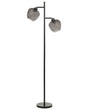 Floor Lamp Grey and Black Iron Base Glass Smoked Shades 2 Lighting Points Home Accessories Illumination  Beliani