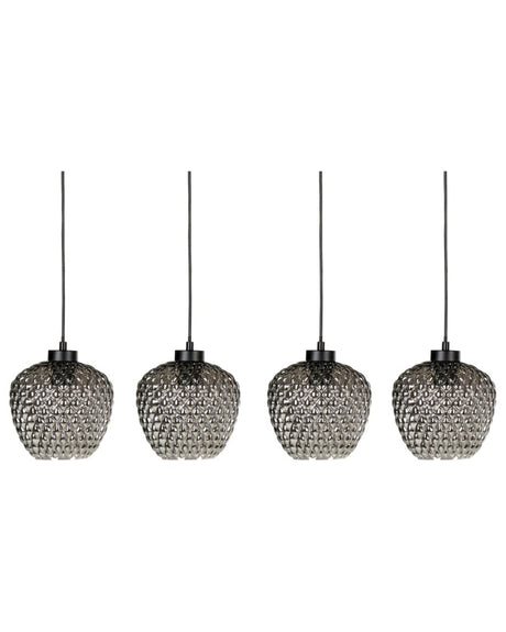 Pendant Lamp Grey Glass Shades Smoked Iron 4 Light Modern Design Home Accessories Living Room Beliani