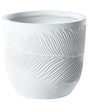 Outdoor Plant Pot Clay Fibre White 28 x 28 x 16 cm Planter Round UC Resistant Leaf Motif Traditional Beliani