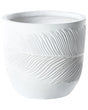 Outdoor Plant Pot Clay Fibre White 35 x 35 x 33 cm Planter Round UC Resistant Leaf Motif Traditional Beliani