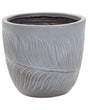 Outdoor Plant Pot Clay Fibre Grey 28 x 28 x 16 cm Planter Round UC Resistant Leaf Motif Traditional Beliani