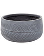 Outdoor Plant Pot Clay Fibre Grey 35 x 35 x 19 cm Planter Round UV Resistant Leaf Motif Traditional Beliani