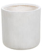 Outdoor Plant Pot Clay Fibre White 37 x 37 x 37 cm Planter Flower Round UV Resistant Ribbed Fluted Surface Solid Colour Traditional Beliani