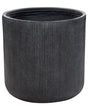 Outdoor Plant Pot Clay Fibre Graphite Grey 55 x 55 x 55 cm Planter Flower Round UV Resistant Ribbed Fluted Surface Solid Colour Traditional Beliani