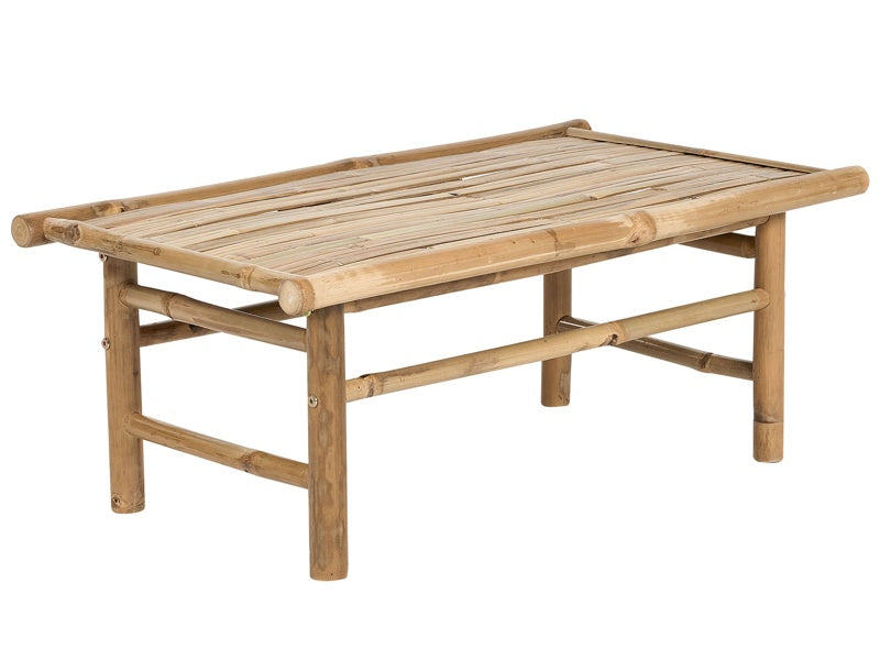 Coffee Table Light Bamboo Wood Solid 80 x 45 cm Rectangular Indoor and Outdoor Furniture Rustic Design Beliani