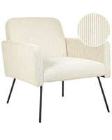 Armchair Light Beige Corduroy Slender Black Metal Legs Modern Retro Living Room Bedroom Beliani